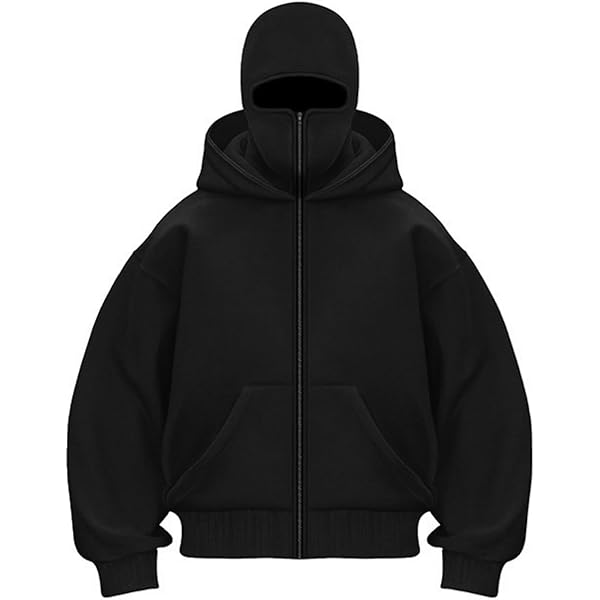 Balaclava Hoodie with Built In Balaclava, Double Hooded Zip